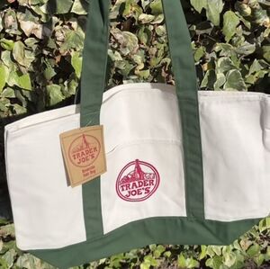 Trader Joe's NEW Dark Green Limited Release Classic Canvas Tote Bag